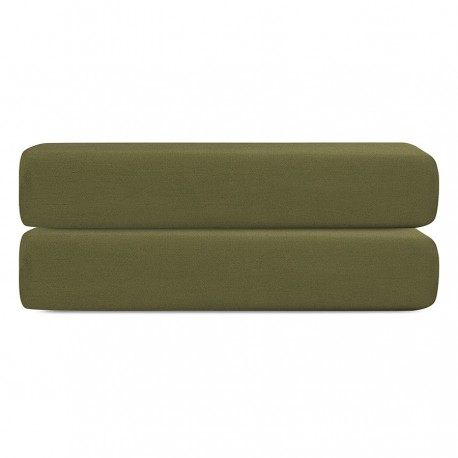Простыня на резинке из сатина из коллекции meditation, olive, 180х200х30 см