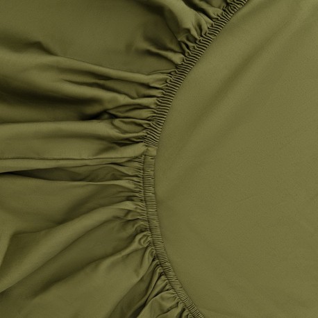 Простыня на резинке из сатина из коллекции meditation, olive, 180х200х30 см