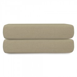 Простыня на резинке из стираного перкаля бежево-серого цвета из коллекции essential, 180х200х30 см