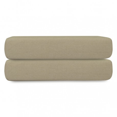 Простыня на резинке из стираного перкаля бежево-серого цвета из коллекции essential, 180х200х30 см