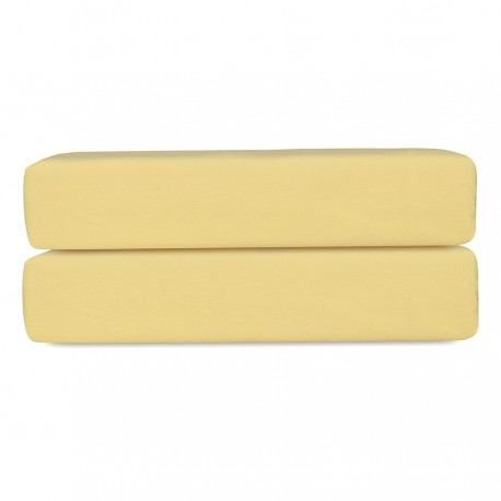 Простыня на резинке из стираного перкаля светло-желтого цвета из коллекции essential, 200х200х30 см