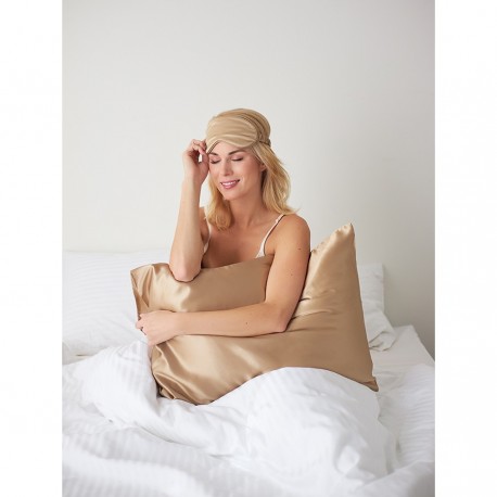 Наволочка из натурального шелка бежевого цвета из коллекции essential, 50х70 см