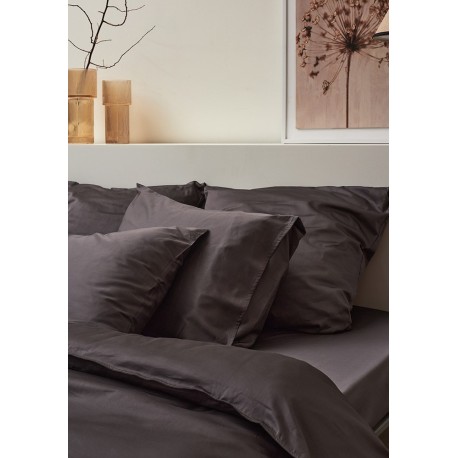 Комплект постельного белья из премиального сатина темно-серого цвета из коллекции essential, 150х200 см