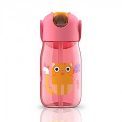 Бутылочка детская с силиконовой соломинкой 415 мл розовая