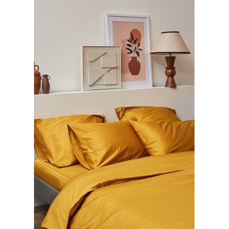 Набор наволочек из премиального сатина горчичного цвета из коллекции essential, 70х70 см