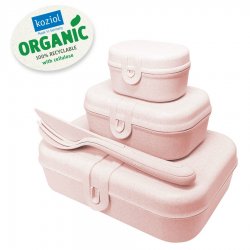 Набор ланч-боксов и столовых приборов pascal, organic, розовый, 3 шт