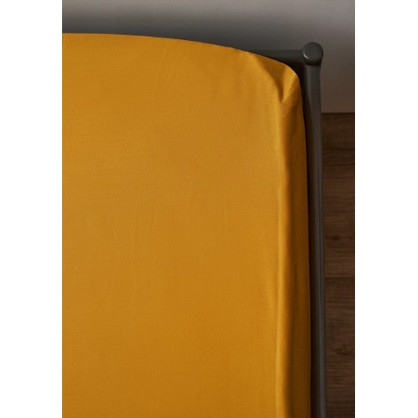 Простыня из премиального сатина горчичного цвета из коллекции essential, 180х270 см