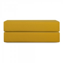 Простыня на резинке из премиального сатина горчичного цвета из коллекции essential, 200х200х30 см