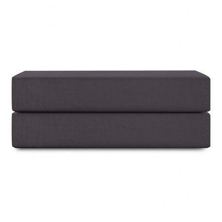 Простыня на резинке из премиального сатина темно-серого цвета из коллекции essential, 180х200х30 см