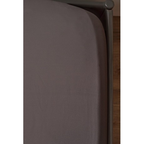 Простыня на резинке из премиального сатина темно-серого цвета из коллекции essential, 180х200х30 см