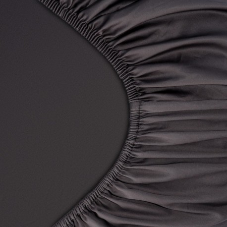 Простыня на резинке из премиального сатина темно-серого цвета из коллекции essential, 200х200х30 см