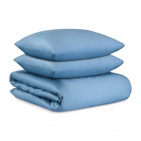 Комплект постельного белья из премиального сатина джинсово-синего цвета из коллекции essential, 200х