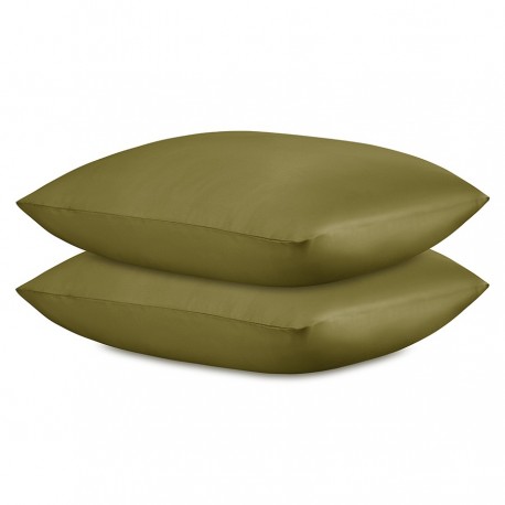 Набор наволочек из премиального сатина оливкового цвета из коллекции essential, 70х70 см
