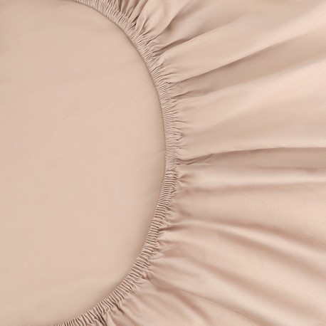 Простыня на резинке из премиального сатина бежевого цвета из коллекции essential, 180х200х30 см