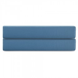 Простыня на резинке из премиального сатина джинсово-синего цвета из коллекции essential, 160х200х30