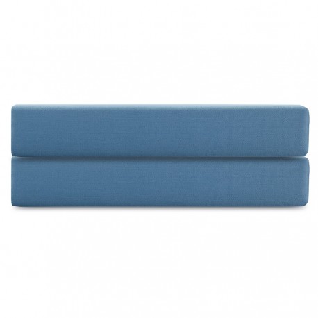 Простыня на резинке из премиального сатина джинсово-синего цвета из коллекции essential, 160х200х30