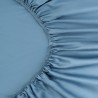 Простыня на резинке из премиального сатина джинсово-синего цвета из коллекции essential, 160х200х30