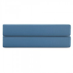 Простыня на резинке из премиального сатина джинсово-синего цвета из коллекции essential, 180х200х30