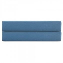 Простыня на резинке из премиального сатина джинсово-синего цвета из коллекции essential, 200х200х30