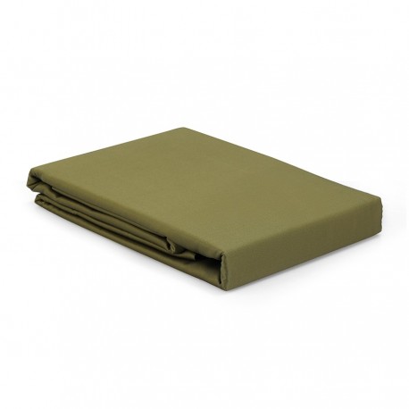 Простыня на резинке из премиального сатина оливкового цвета из коллекции essential, 160х200х30 см