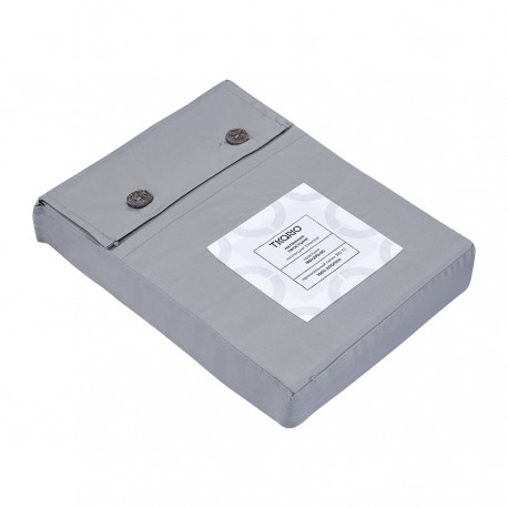 Простыня на резинке из премиального сатина светло-серого цвета из коллекции essential, 180х200х30 с