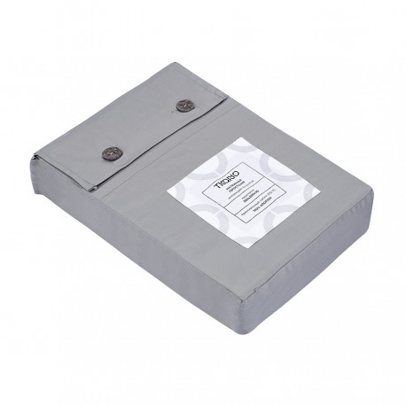 Простыня на резинке из премиального сатина светло-серого цвета из коллекции essential, 200х200х30 см