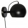Лампа настенная ball с подвесом, D18 см, черная матовая, черный шнур