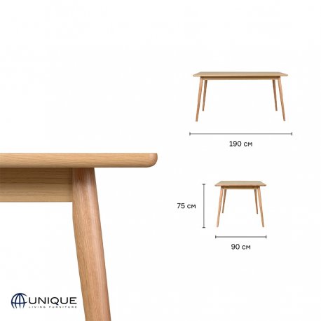 Стол unique furniture, barrali, 190х90х75 см