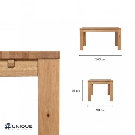 Стол unique furniture, florence, 140х90х75 см