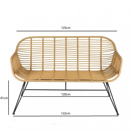 Кушетка vetle bent, 125х68х81 см, ротанг
