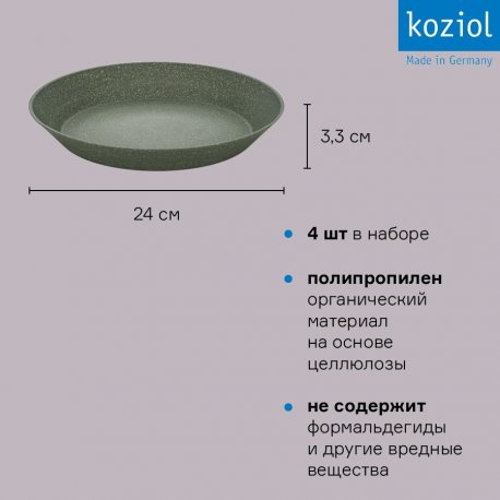Набор тарелок connect, organic, D24 см, 4 шт, темно-серый