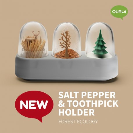 Набор емкостей для соли, перца, зубочисток, с подставкой forest ecology
