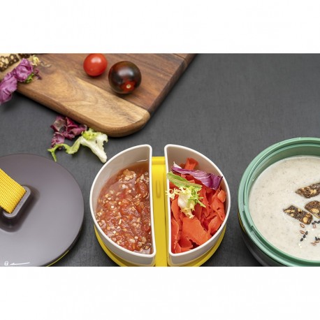 Ланч-бокс meals, 800 мл, светло-серый/зеленый