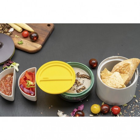 Ланч-бокс meals, 800 мл, светло-серый/зеленый