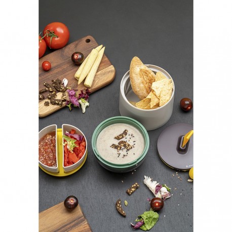 Ланч-бокс meals, 800 мл, светло-серый/зеленый