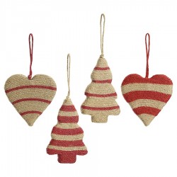 Набор елочных украшений funky stripes из джута и гофрированного картона из коллекции new year essential, 4 шт.