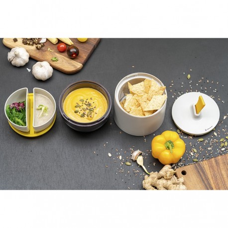 Ланч-бокс meals, 800 мл, светло-серый/темно-сливовый