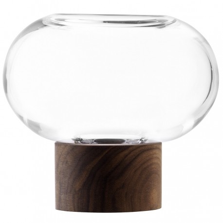 Ваза oblate, 13,5 см, прозрачная/орех