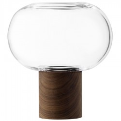 Ваза oblate, 21,5 см, прозрачная/орех