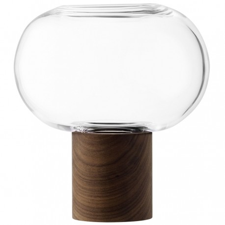 Ваза oblate, 21,5 см, прозрачная/орех