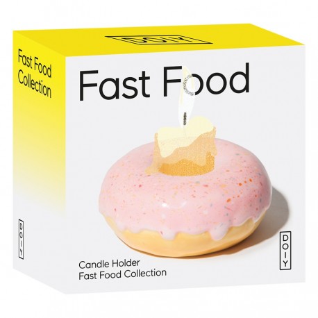 Подсвечник fast food, donut, D7 см, розовый