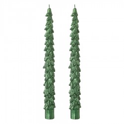 Набор из двух свечей зеленого цвета из коллекции new year essential, 25 см