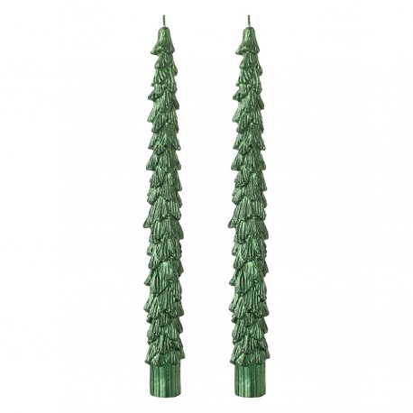 Набор из двух свечей зеленого цвета из коллекции new year essential, 25 см