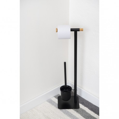 Держатель для туалетной бумаги с подвесным ершиком mats, черный