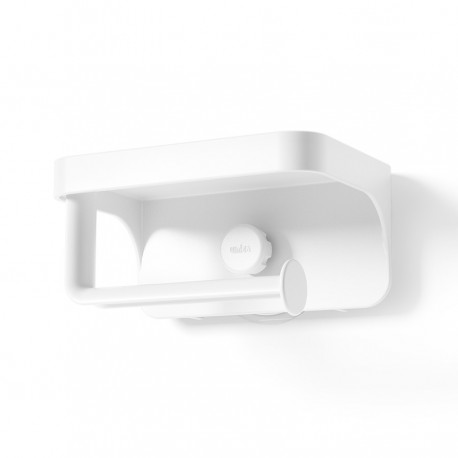 Держатель для туалетной бумаги с полкой flex adhesive, белый