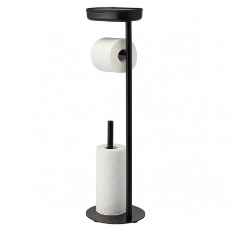 Держатель для туалетной бумаги с полочкой slim, черный