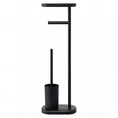 Держатель для туалетной бумаги с полочкой и ершиком slim, черный