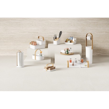 Держатель-органайзер для туалетной бумаги bellwood, белый/натуральное дерево